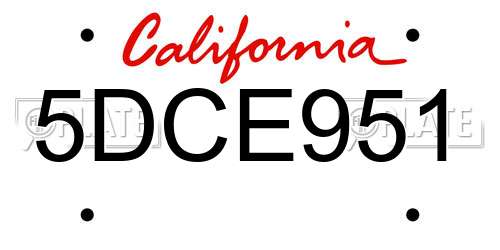 5DCE951 California License Plate