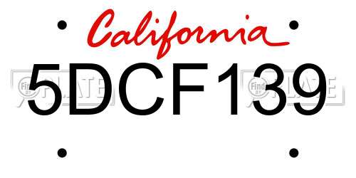 5DCF139 California License Plate