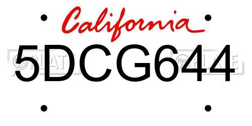 5DCG644 California License Plate