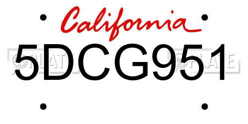 5DCG951 California License Plate