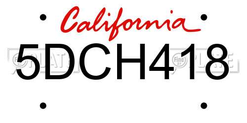 5DCH418 California License Plate