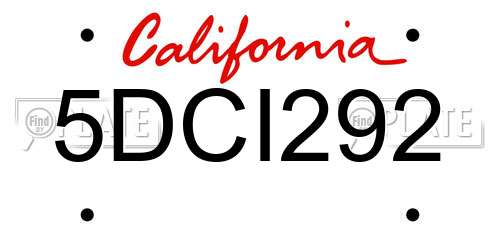 5DCI292 California License Plate