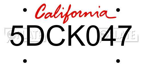 5DCK047 California License Plate