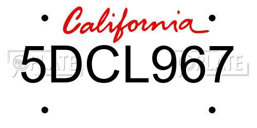 5DCL967 California License Plate