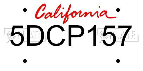 5DCP157 California License Plate