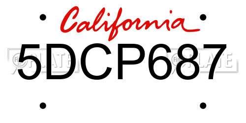 5DCP687 California License Plate