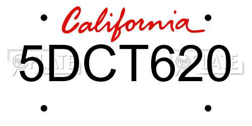5DCT620 California License Plate
