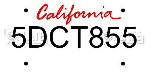5DCT855 California License Plate