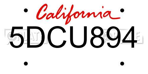 5DCU894 California License Plate