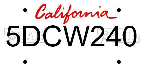5DCW240 California License Plate