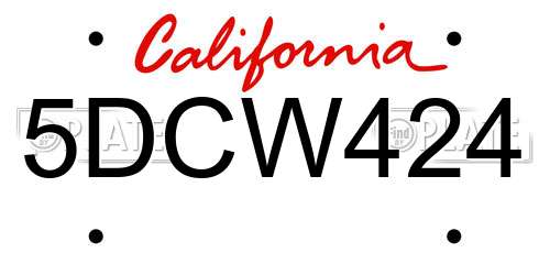 5DCW424 California License Plate