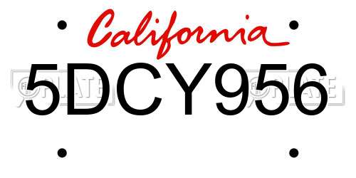 5DCY956 California License Plate