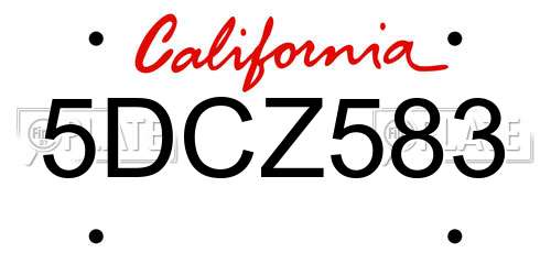 5DCZ583 California License Plate