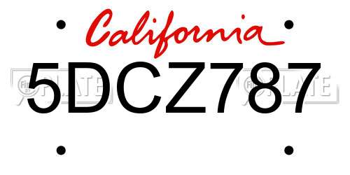 5DCZ787 California License Plate
