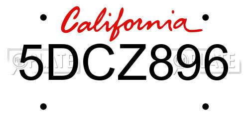 5DCZ896 California License Plate