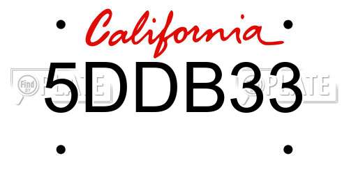5DDB33 California License Plate