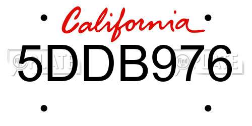 5DDB976 California License Plate
