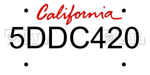 5DDC420 California License Plate