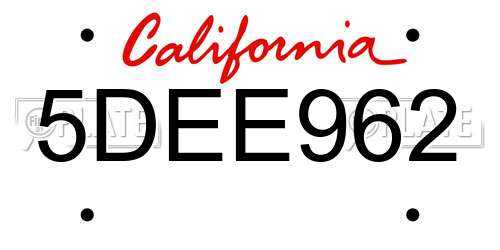 5DEE962 California License Plate