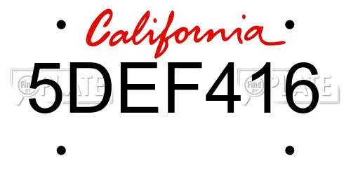 5DEF416 California License Plate