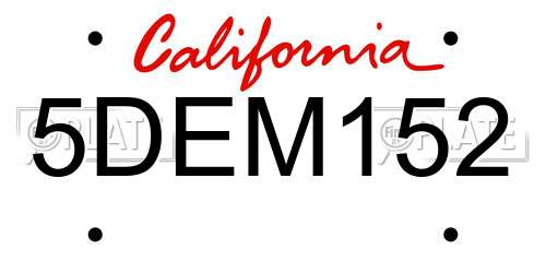 5DEM152 California License Plate
