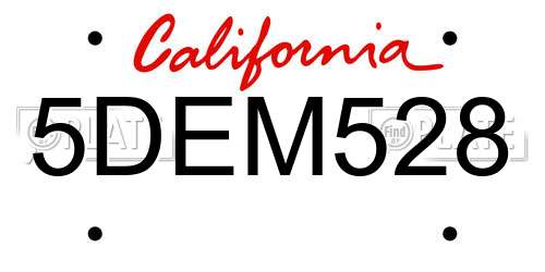 5DEM528 California License Plate