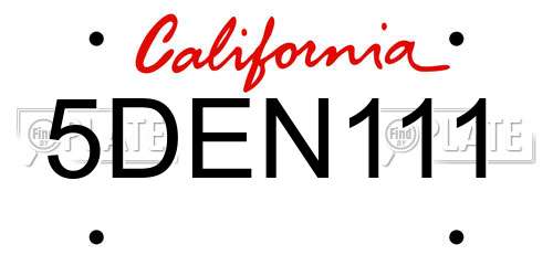 5DEN111 California License Plate