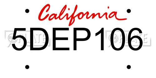5DEP106 California License Plate