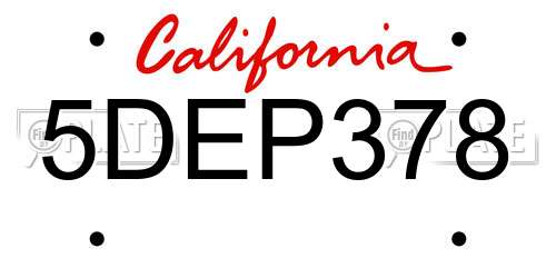 5DEP378 California License Plate