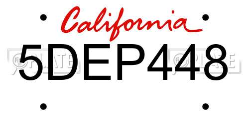5DEP448 California License Plate