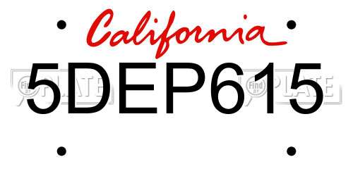 5DEP615 California License Plate