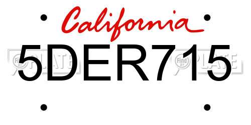 5DER715 California License Plate