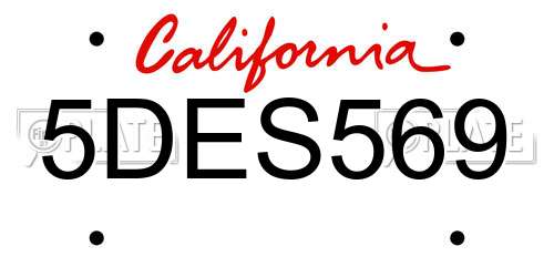 5DES569 California License Plate