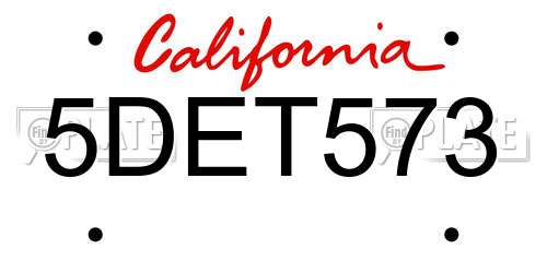 5DET573 California License Plate