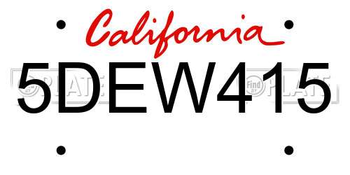 5DEW415 California License Plate