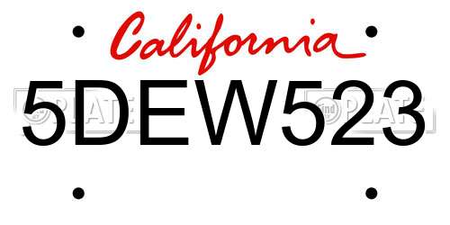 5DEW523 California License Plate