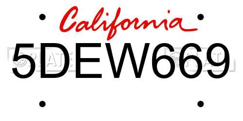 5DEW669 California License Plate