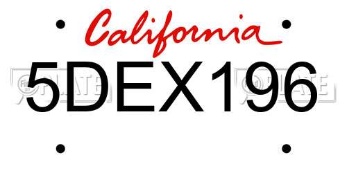 5DEX196 California License Plate