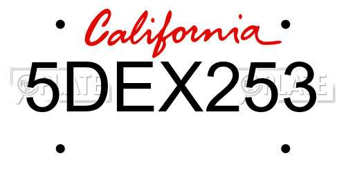 5DEX253 California License Plate