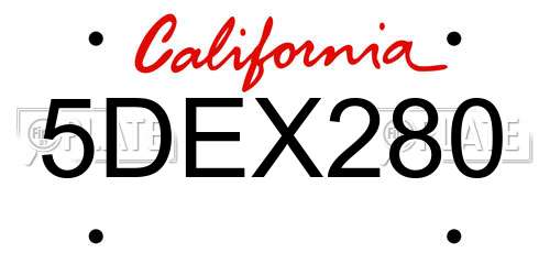 5DEX280 California License Plate