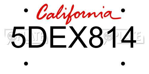 5DEX814 California License Plate