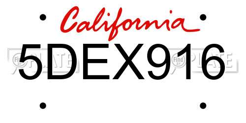 5DEX916 California License Plate