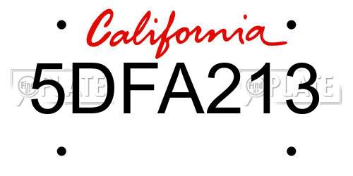 5DFA213 California License Plate