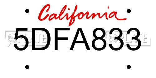5DFA833 California License Plate