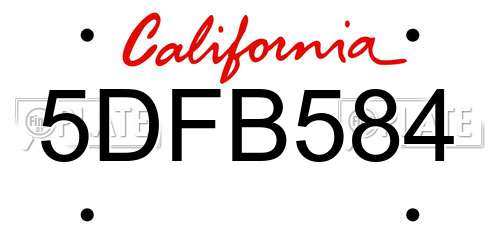 5DFB584 California License Plate