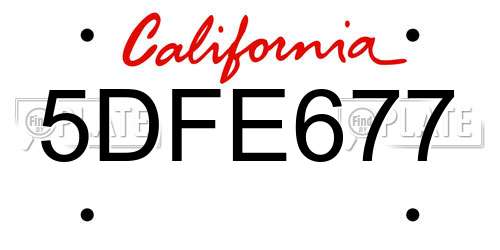 5DFE677 California License Plate