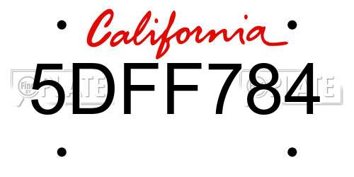 5DFF784 California License Plate