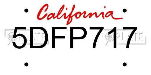 5DFP717 California License Plate