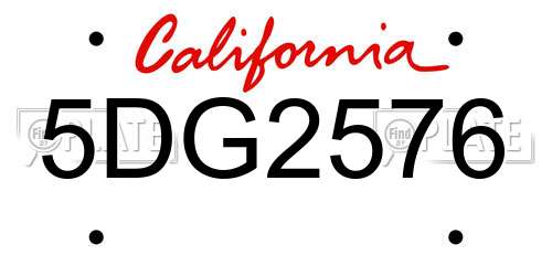 5DG2576 California License Plate