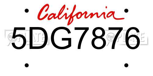 5DG7876 California License Plate